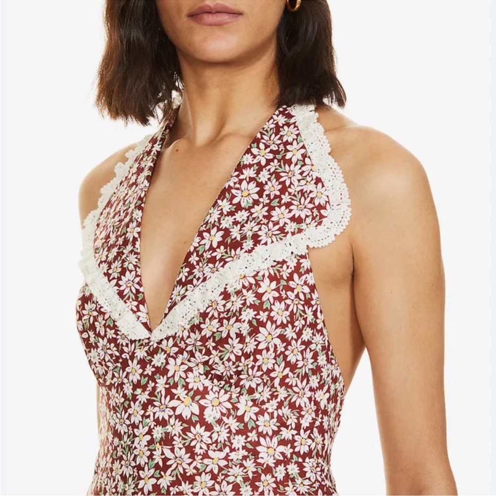 RIXO Sabrina Open Back Floral Lace Collared Midi Dress - Picture 2 of 15